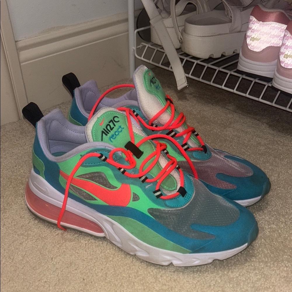 Nike Blue and Green Sneakers with Air Max Cushioning airmax 270 react pink